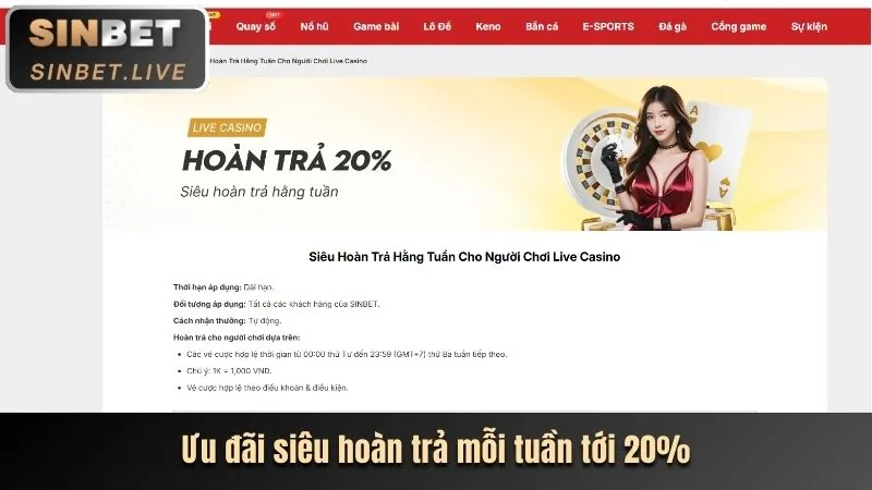 Chương trình hoàn trả casino và thể thao tại daga68 casino